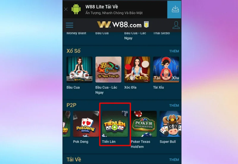 Chơi game bài đổi thưởng trên W88 mobile cực tiện lợi